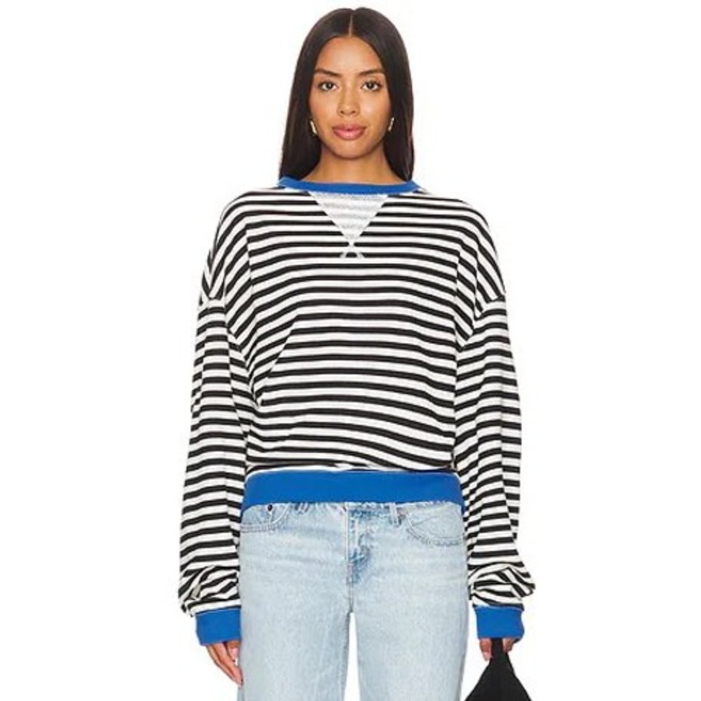 Free People We The Free Classic Striped Oversized Crewneck